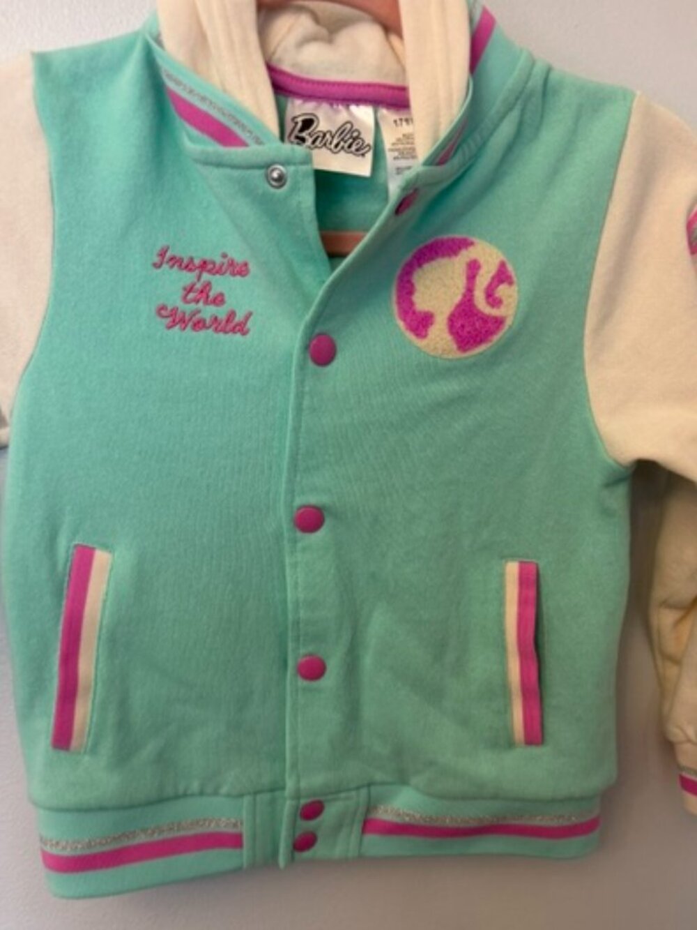 Barbie Inspire Varsity Bomber # Barbie Pastel Varsity Jacket Girl size 7 years